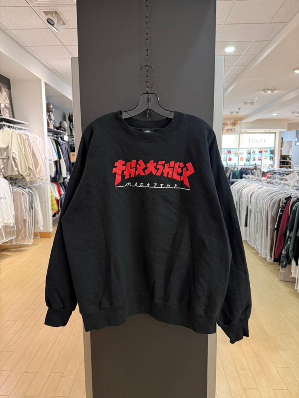 Y2K Thrasher Magazine Vintage Godzilla Japan Crewneck Sweatshirt Black Skate